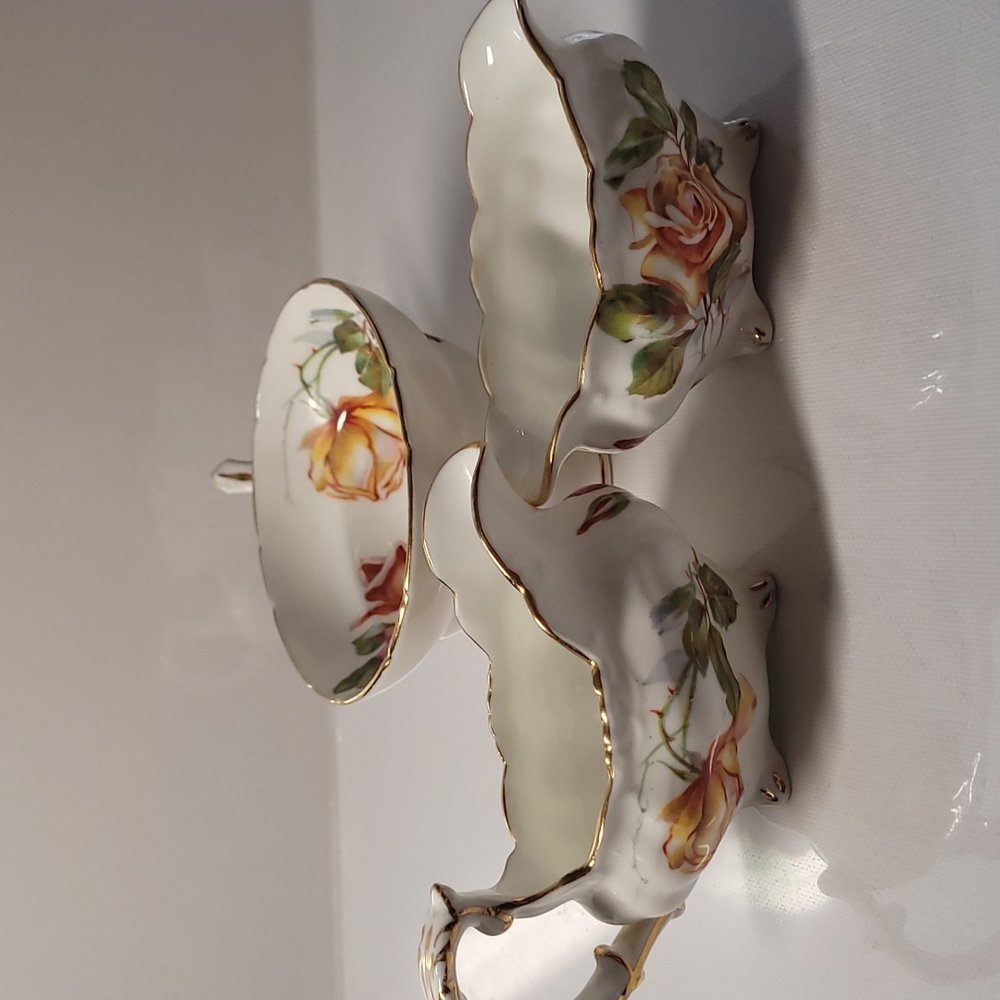 Vintage  Hammersley footed teacup and sugar and creamer